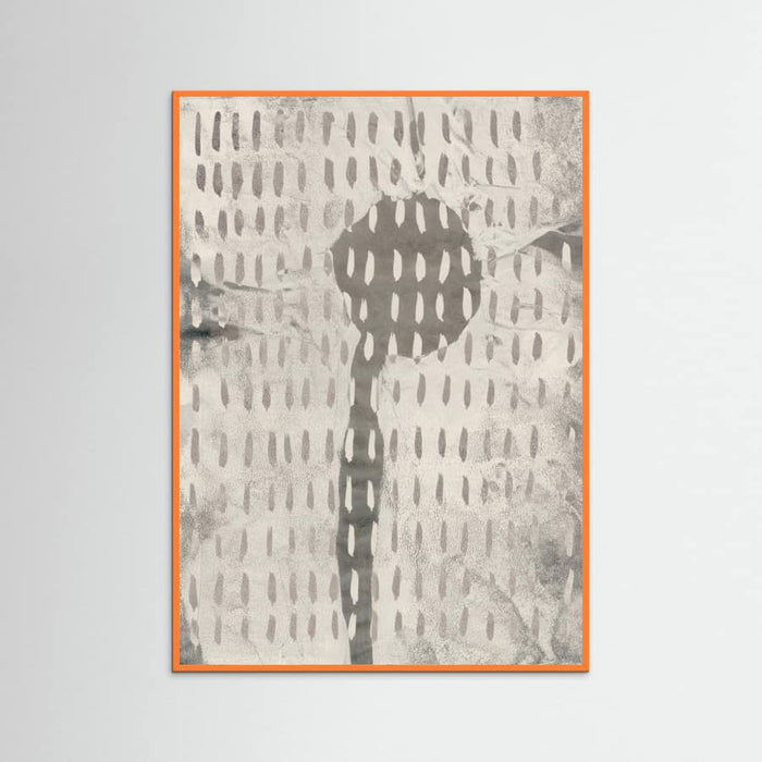 Orange Wood Contemporary Abstract In White and Grey Poster