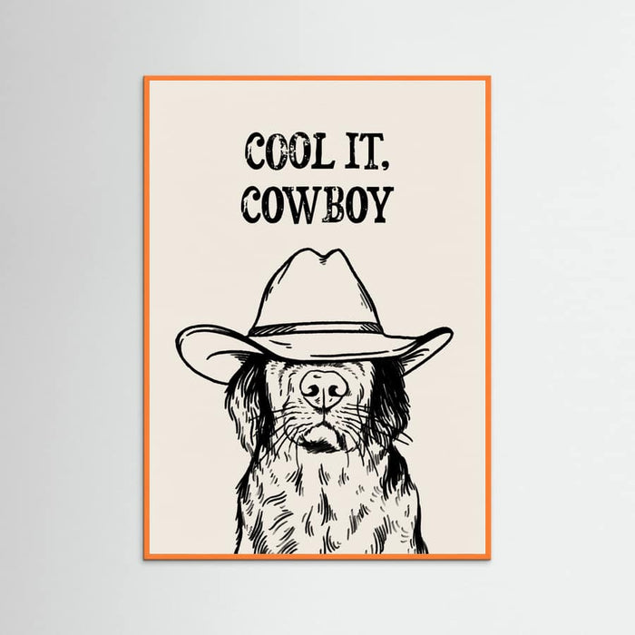 Orange Wood Cool it Cowboy Black Poster