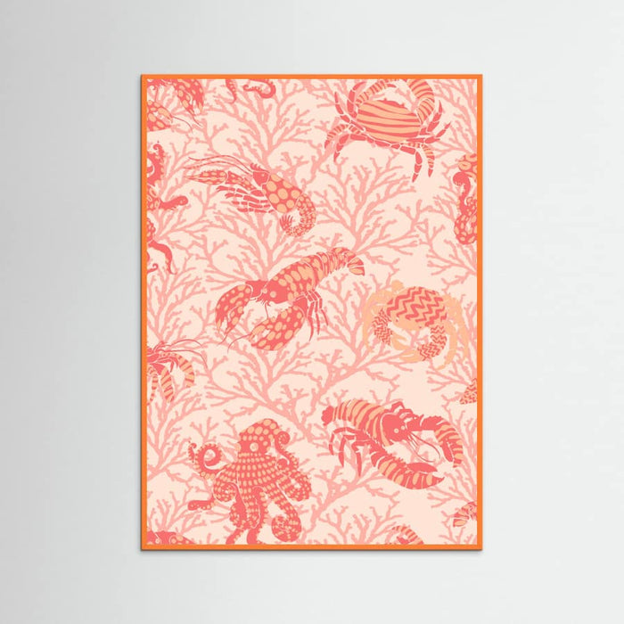 Coral and Lobster peachy fuzz pattern Poster – poster and art print