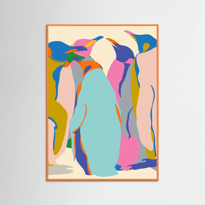 Orange Wood In It Together Penguins Poster