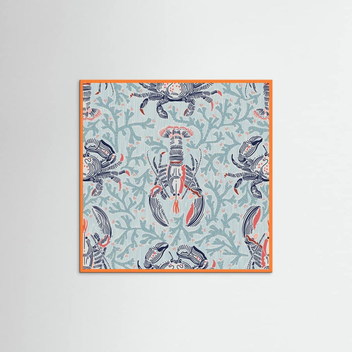 Lobster and crab coastal nostalgia mint pattern Poster – poster and art print