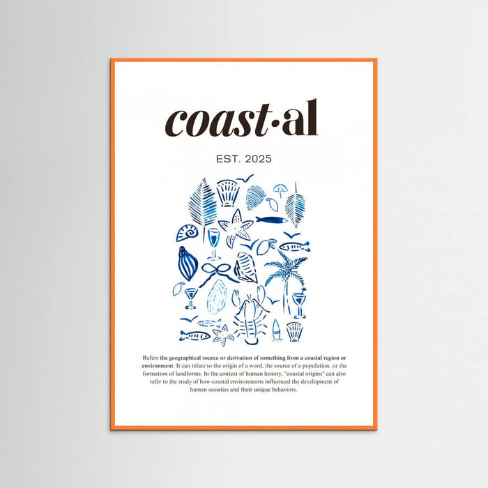 Póster Minimalist Blue Coastal Poster | Aesthetic Tropical and Marine Illustrations – póster e impresión artística