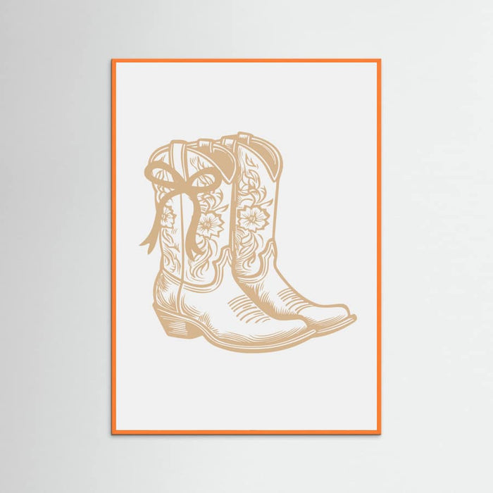 Neutral Cowgirl Boots with Bow Poster – plakat og kunsttryk