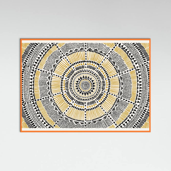 Orange Wood Tribal Sun Poster