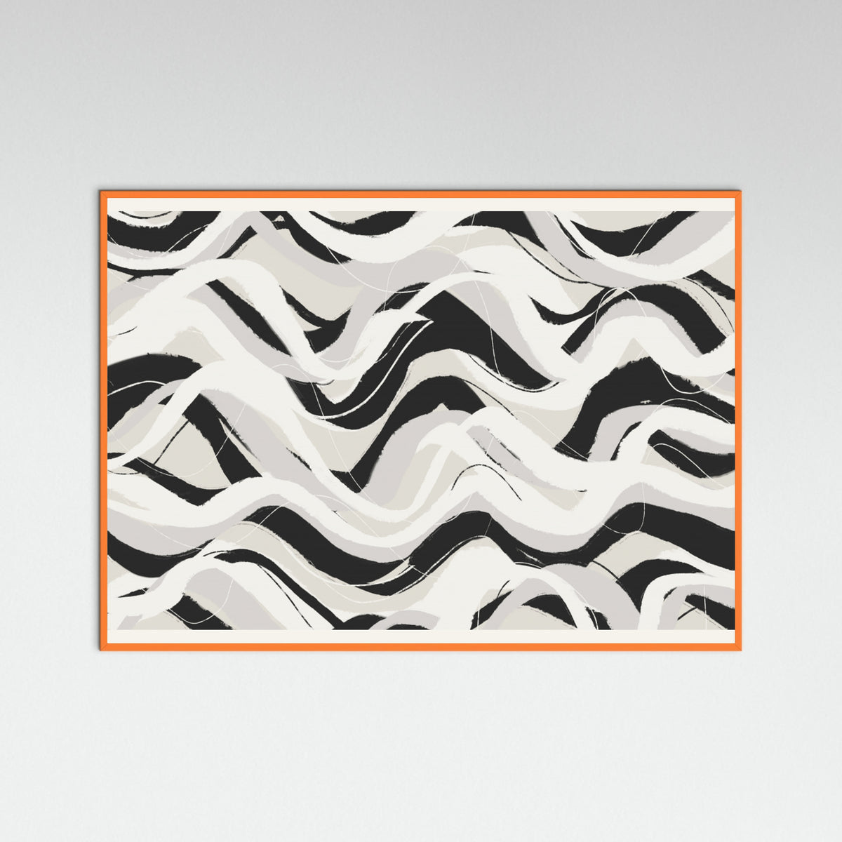 Orange Wood White Black Waves Pattern Square Poster