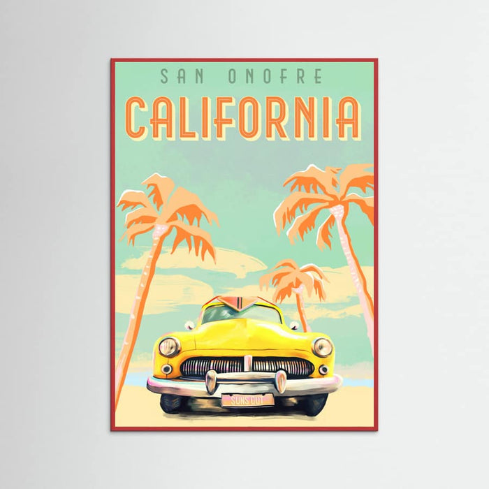 Red Wood California Surf Poster