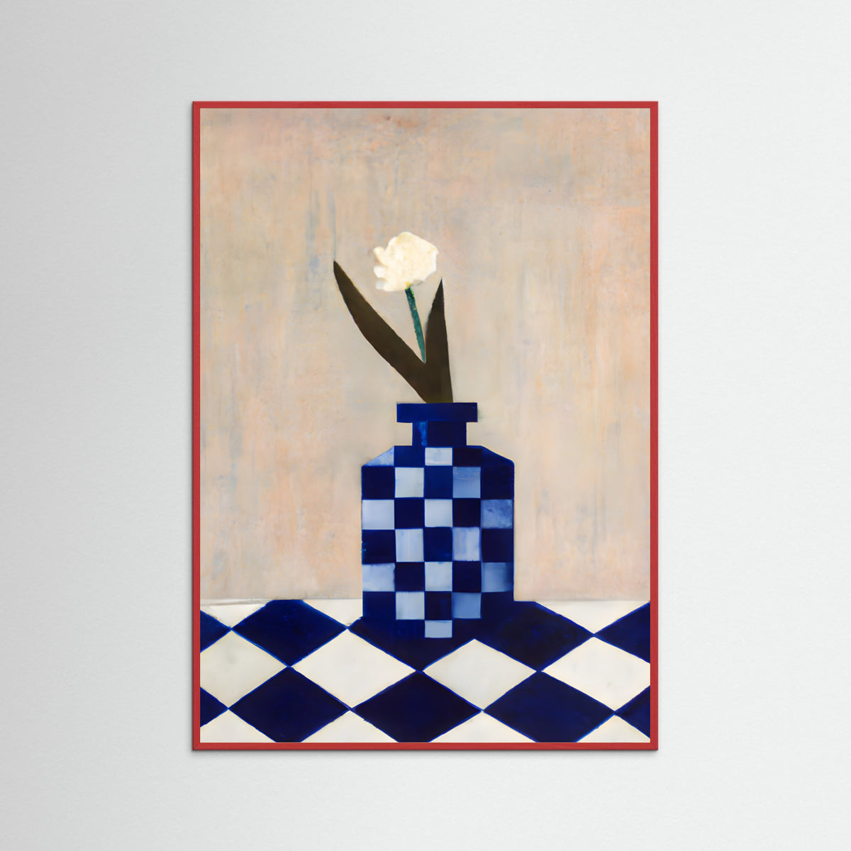 Red Wood Check the Vase Poster