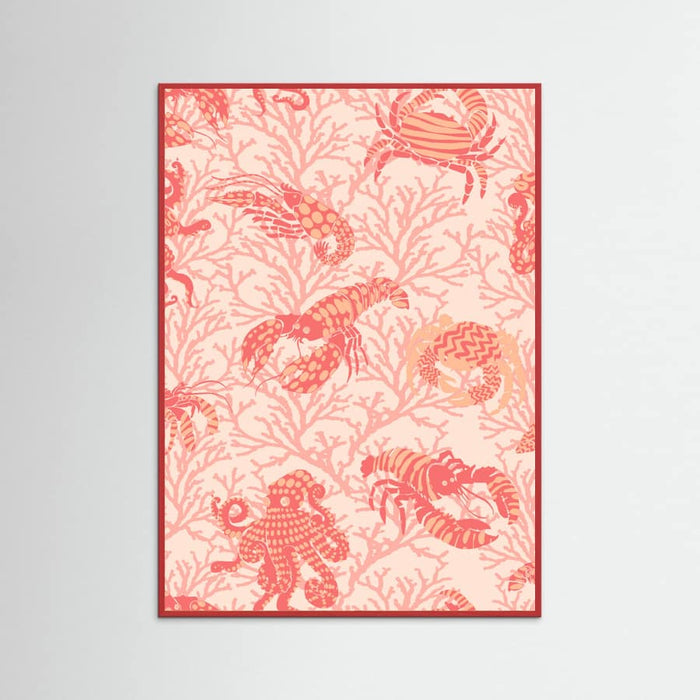 Coral and Lobster peachy fuzz pattern Poster – poster and art print