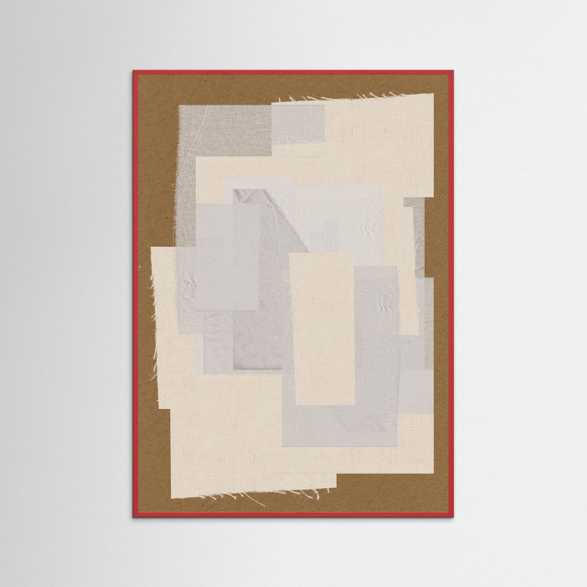 Red Wood Fabric Pattern Collage No.6 Poster