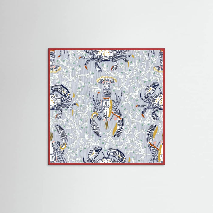 Lobster and crab coastal nostalgia grey pattern Poster – plakat og kunsttryk
