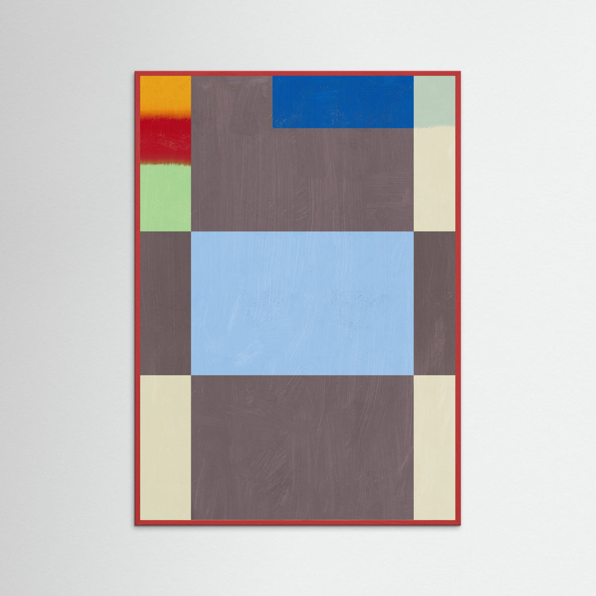 Red Wood Pastel blue centerpiece Poster