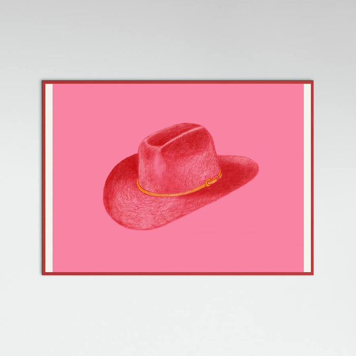 Red Wood Red Stetson On Pink Poster