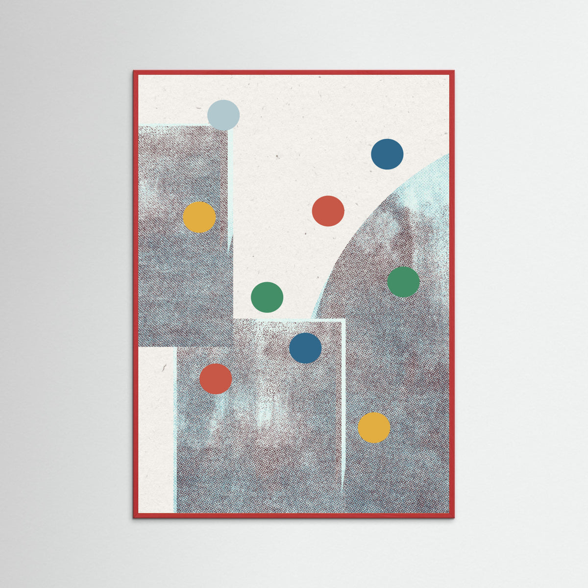 Red Wood Retro Dots No.1 Poster