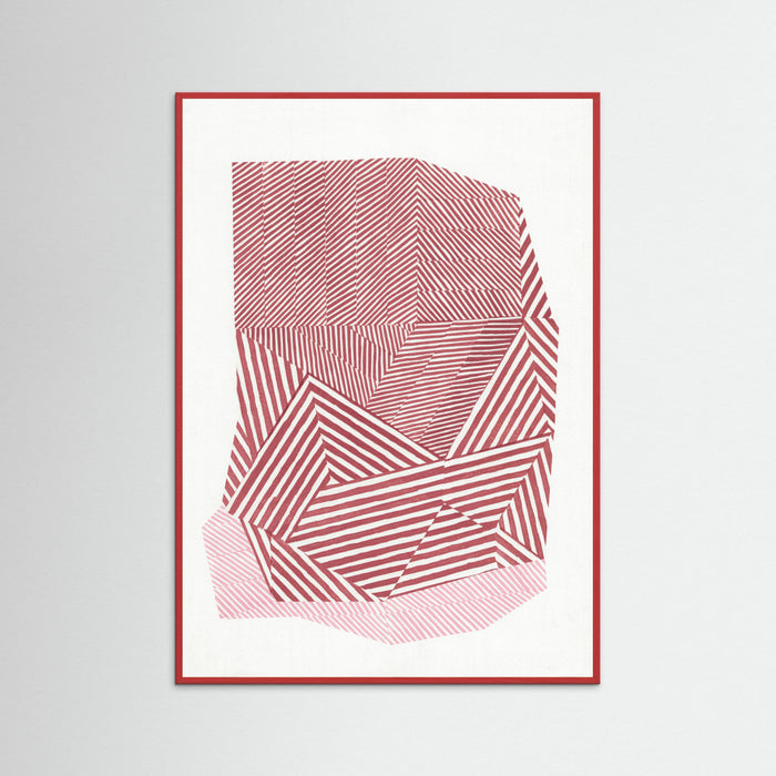 Red Wood Striped geometric shape Poster