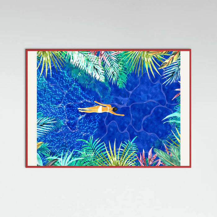 Red Wood Tropical Jungle Pool Poster