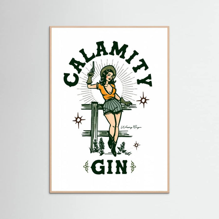 Rose Wood Calamity Gin Funny Retro Western Cowgirl Art Poster