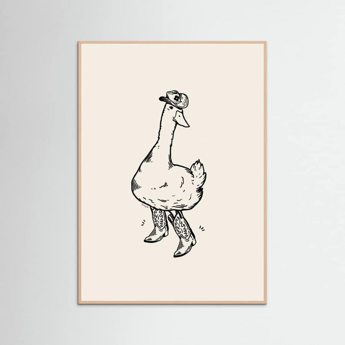 Rose Wood Duck wearing Western Boots Poster