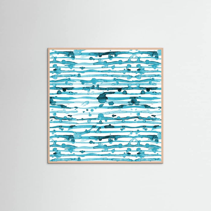 Póster Indigo Teal Line Splatter Watercolor – póster e impresión artística