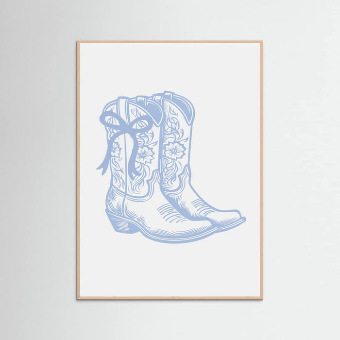 Light Blue Cowgirl Boots with Bow Poster – plakat og kunsttryk