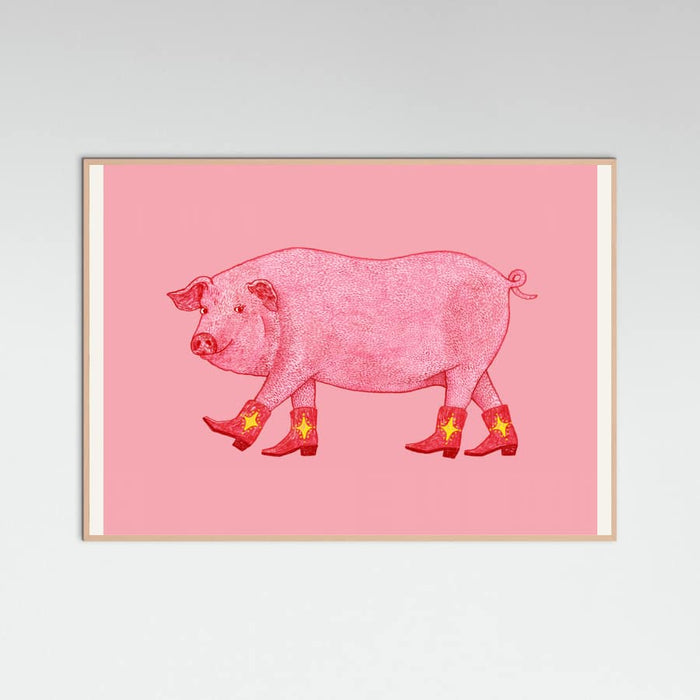 Rose Wood Marjorie the Cowgirl Pig Poster