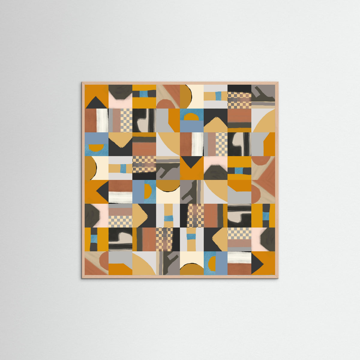 Rose Wood Mid Century Grid Pattern Two Poster