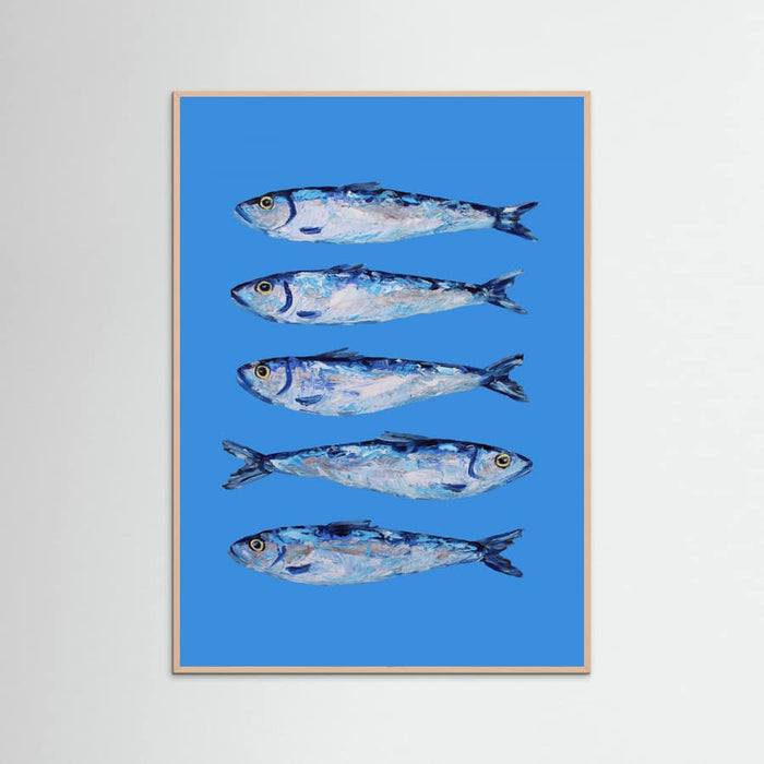 Sardines on Blue Poster – Poster und Kunstdruck