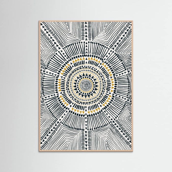 Rose Wood Tribal Sun Poster