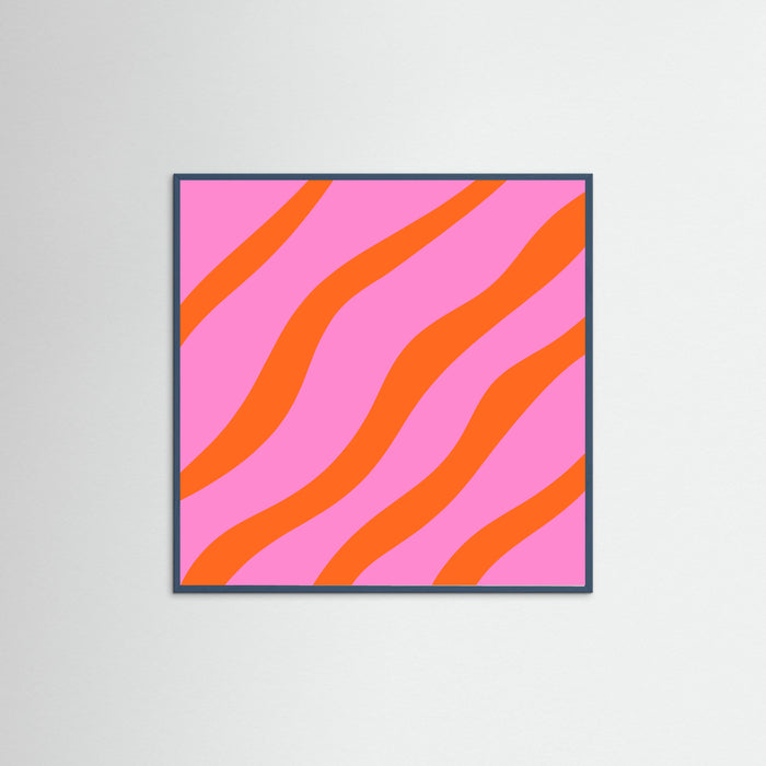 Teal Wood Abstract Lines Orange and Pink Poster
