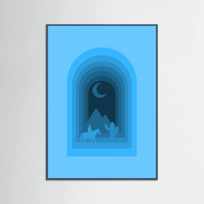 Teal Wood Cool Desert Night Poster