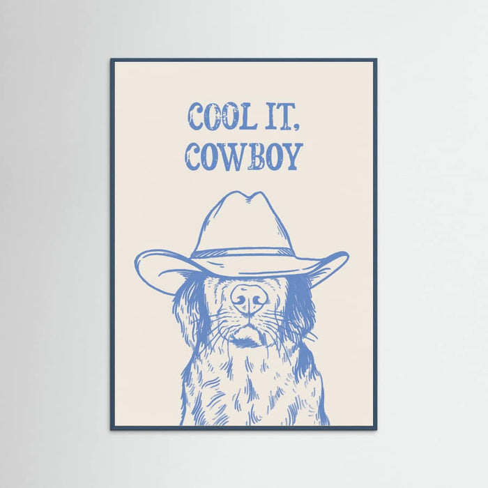 Teal Wood Cool it Cowboy Blue Poster