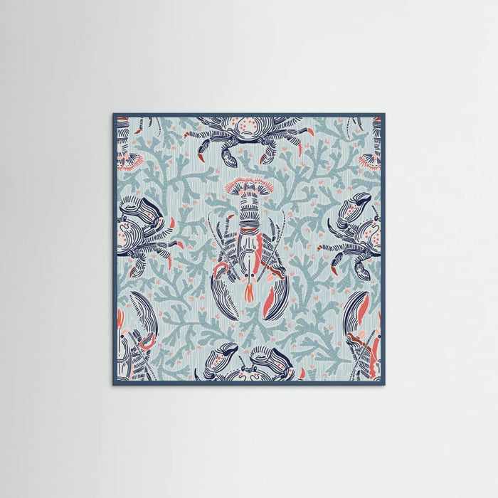 Lobster and crab coastal nostalgia mint pattern Poster – poster and art print