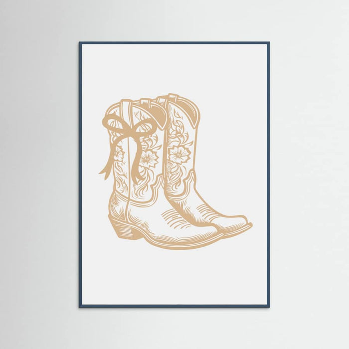 Neutral Cowgirl Boots with Bow Poster – plakat og kunsttryk