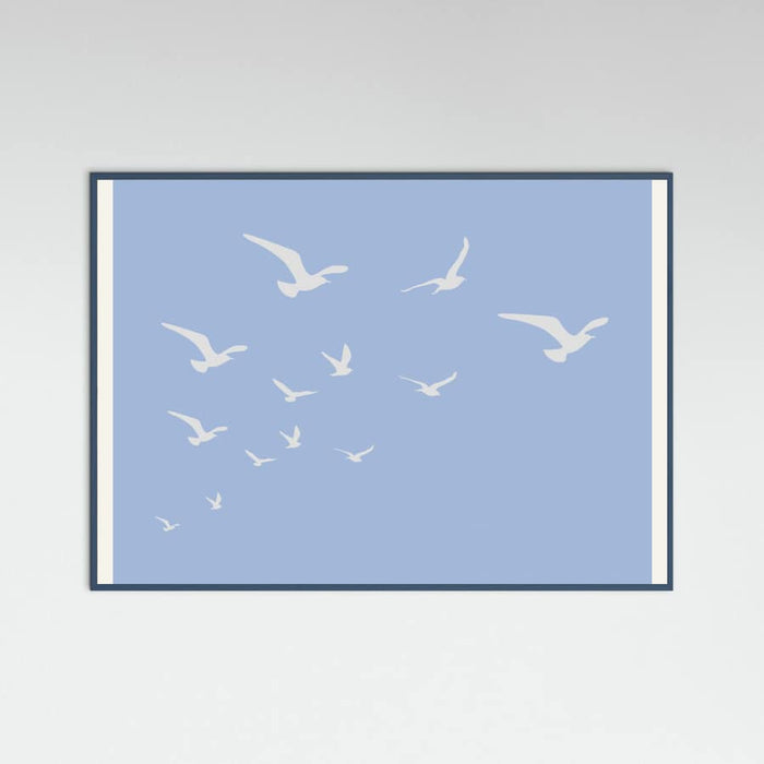 Póster Seagulls Blue Background – póster e impresión artística