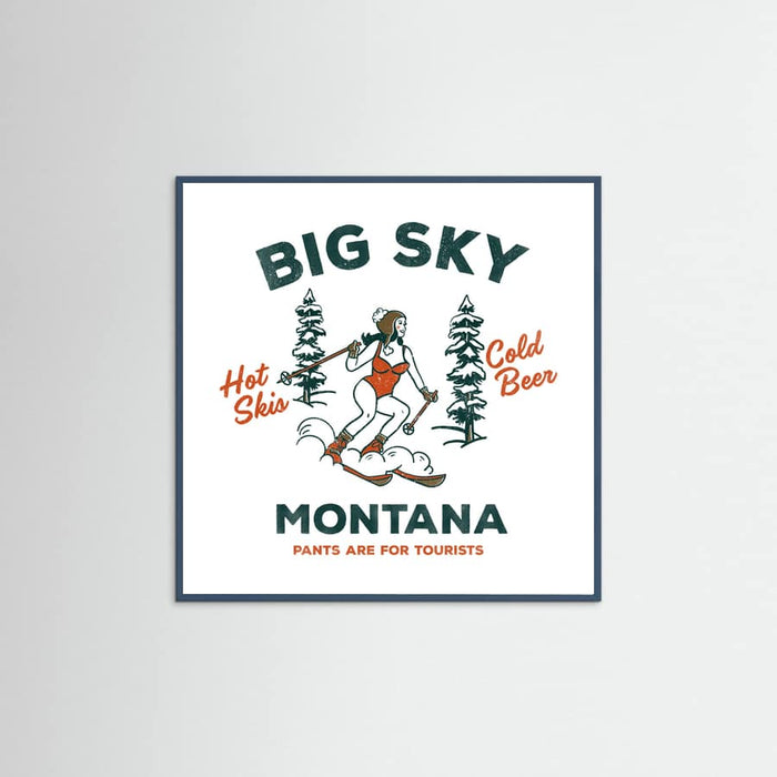 Teal Wood Ski Big Sky Montana: Pants Are For Tourists Poster