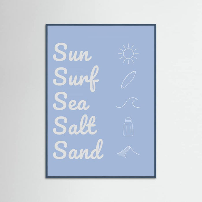 Sun Surf Sea Salt Sand Light Blue Poster – plakat og kunsttryk