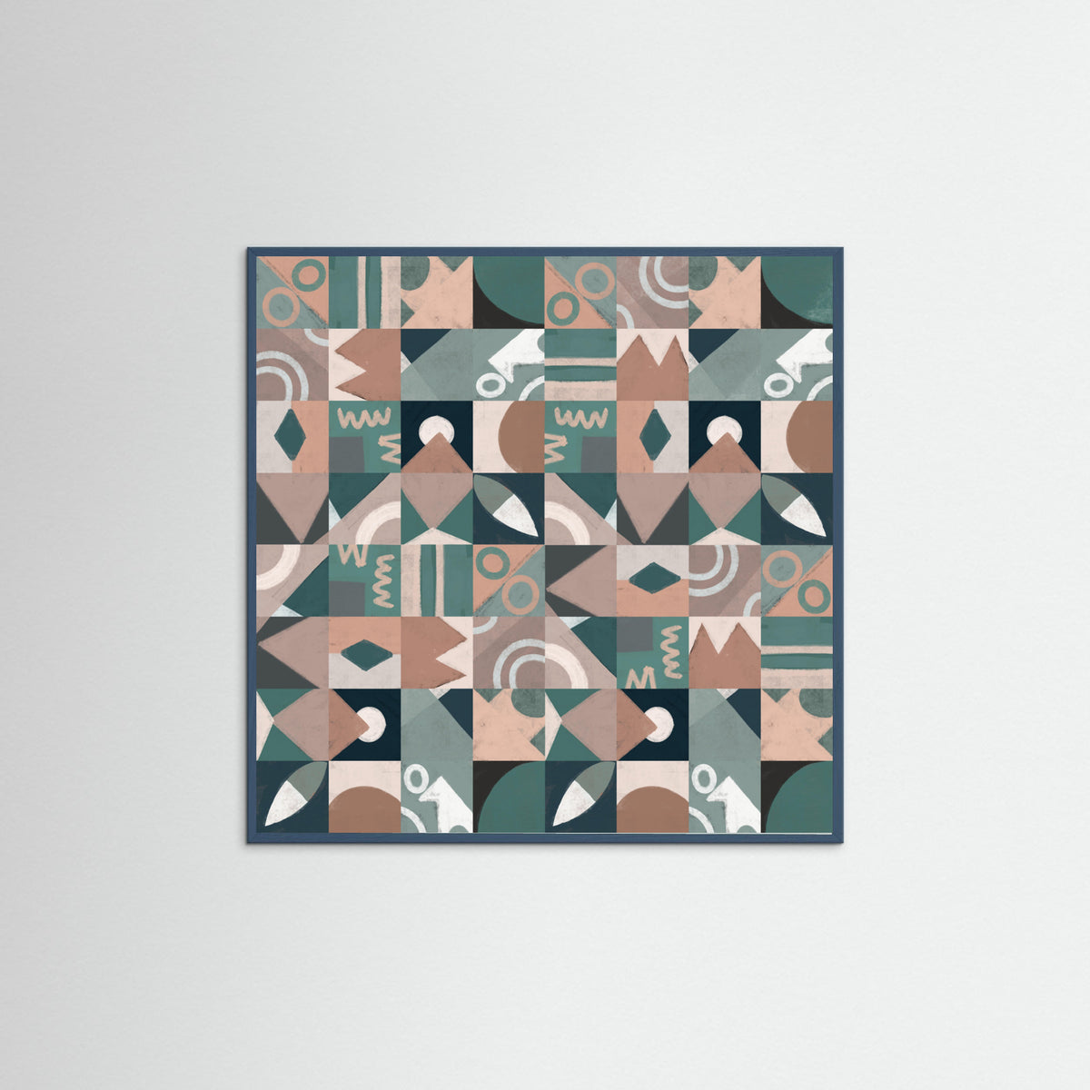 Teal Wood The Mid Century Grid Pattern Poster