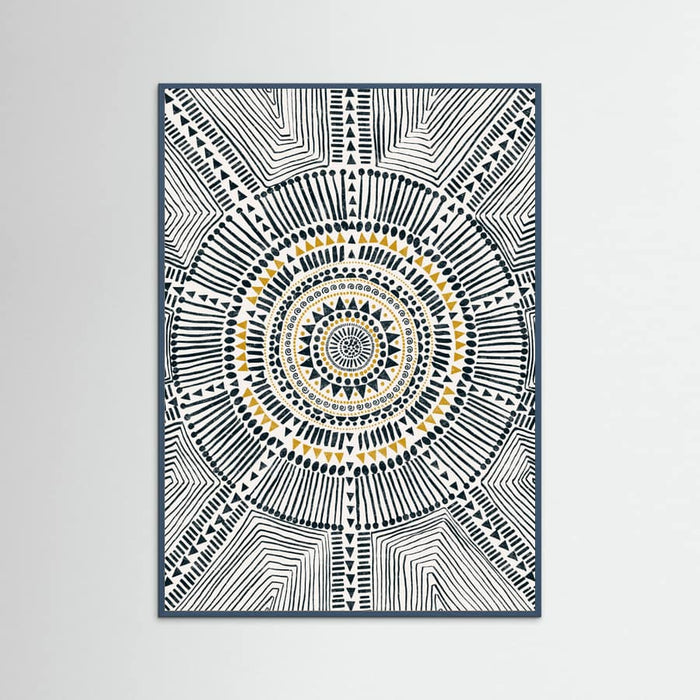 Teal Wood Tribal Sun Poster