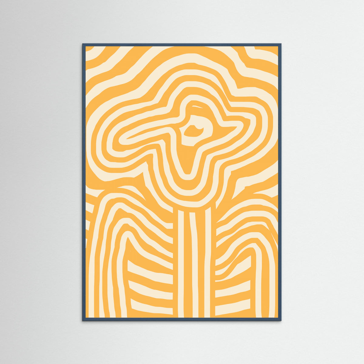 Teal Wood Yellow Striped Flower Poster