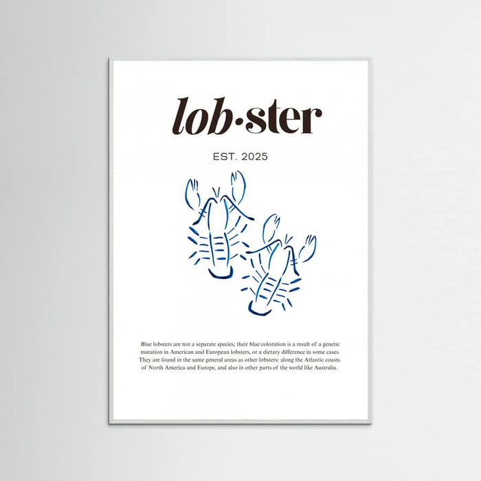 Póster Blue Lobster Poster | Minimalist Coastal Art with Seafood Illustration – póster e impresión artística