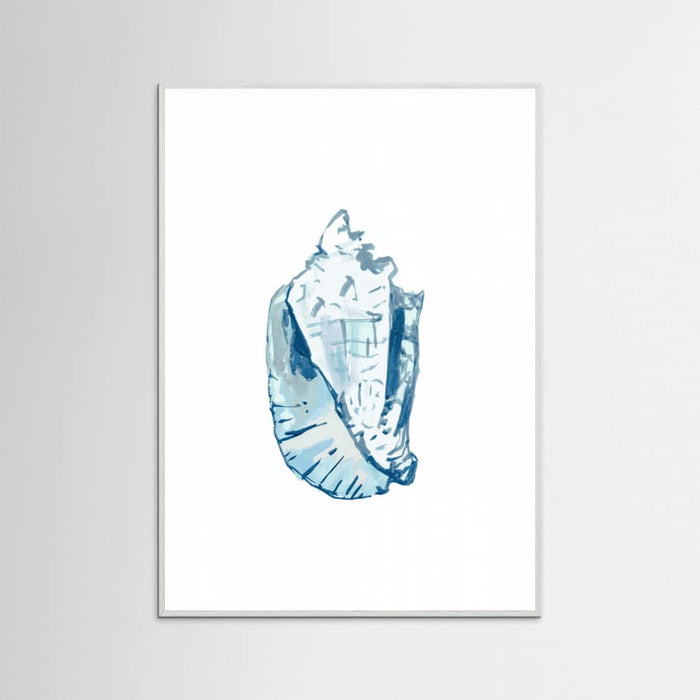 Blue Seashell On White Background No6 Poster – plakat og kunsttryk
