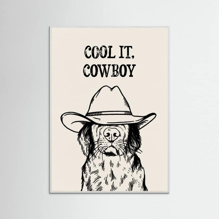 White Wood Cool it Cowboy Black Poster