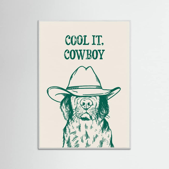 White Wood Cool it Cowboy Green Poster