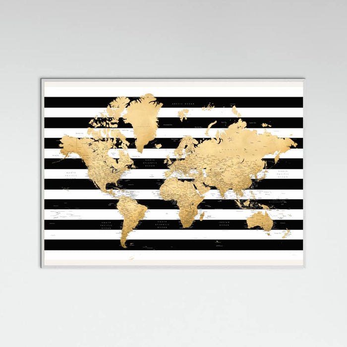 Detailed world map with cities, Harper Poster – plakat og kunsttryk