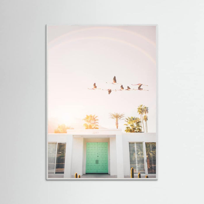Flamingos In Palm Springs Poster – poster och konsttryck