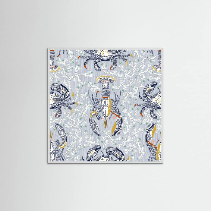 Lobster and crab coastal nostalgia grey pattern Poster – plakat og kunsttryk