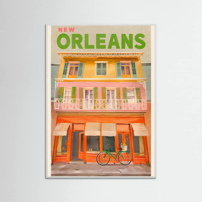 White Wood New Orleans Louisiana Vintage Travel Poster