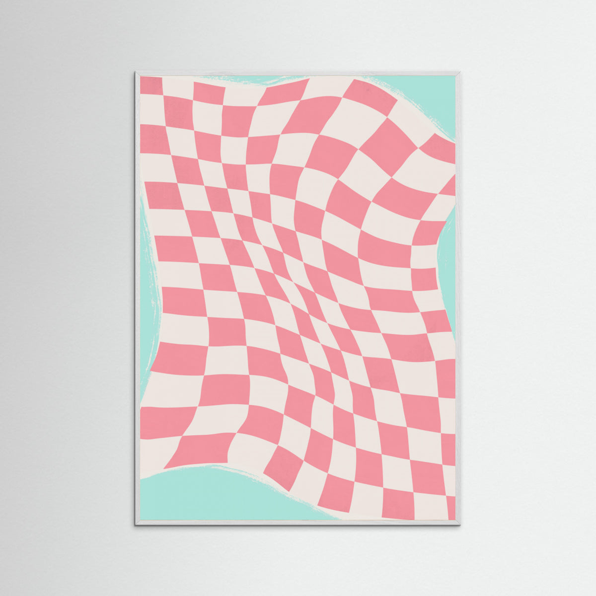 White Wood Pink Checker Cloth Poster