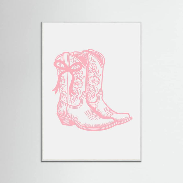 Pink Cowgirl Boots with Bow Poster – plakat og kunsttryk