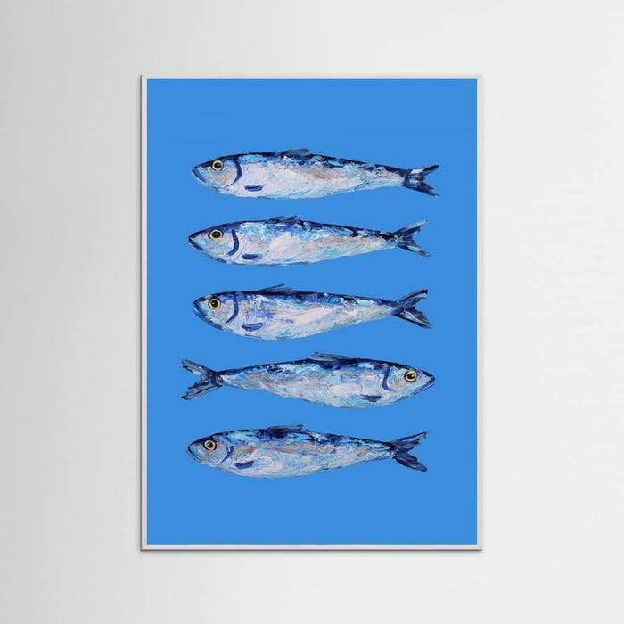 Sardines on Blue Poster – Poster und Kunstdruck