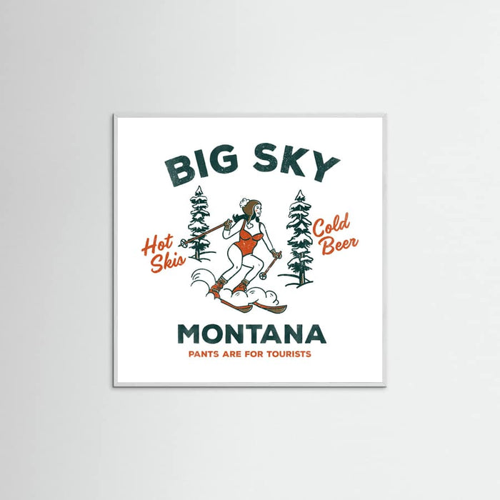 White Wood Ski Big Sky Montana: Pants Are For Tourists Poster